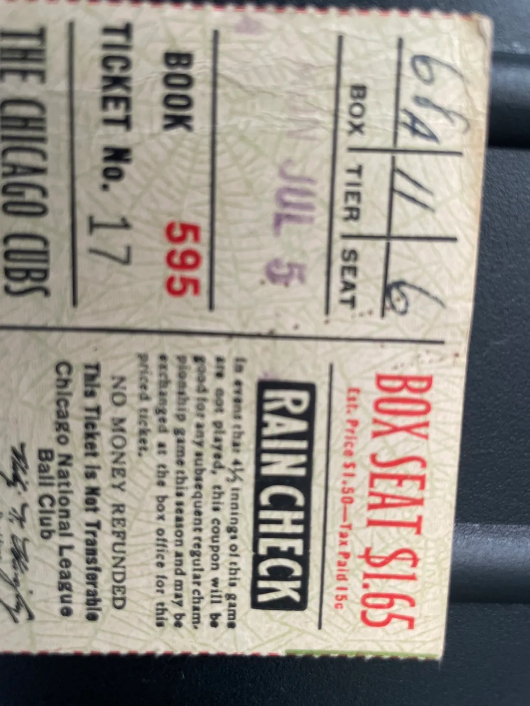 1930’s Chicago Cubs Ticket - Wrigley Field image indicator(2)