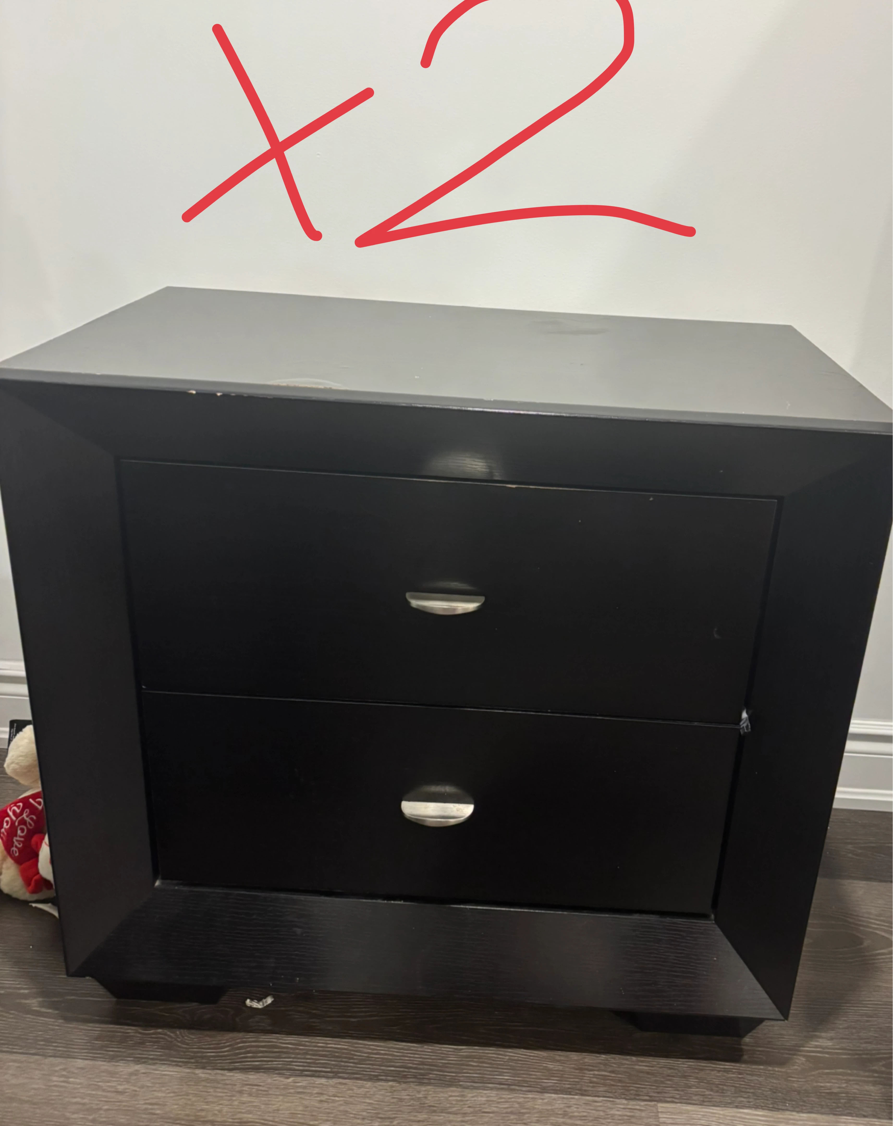 2 Black Nightstand