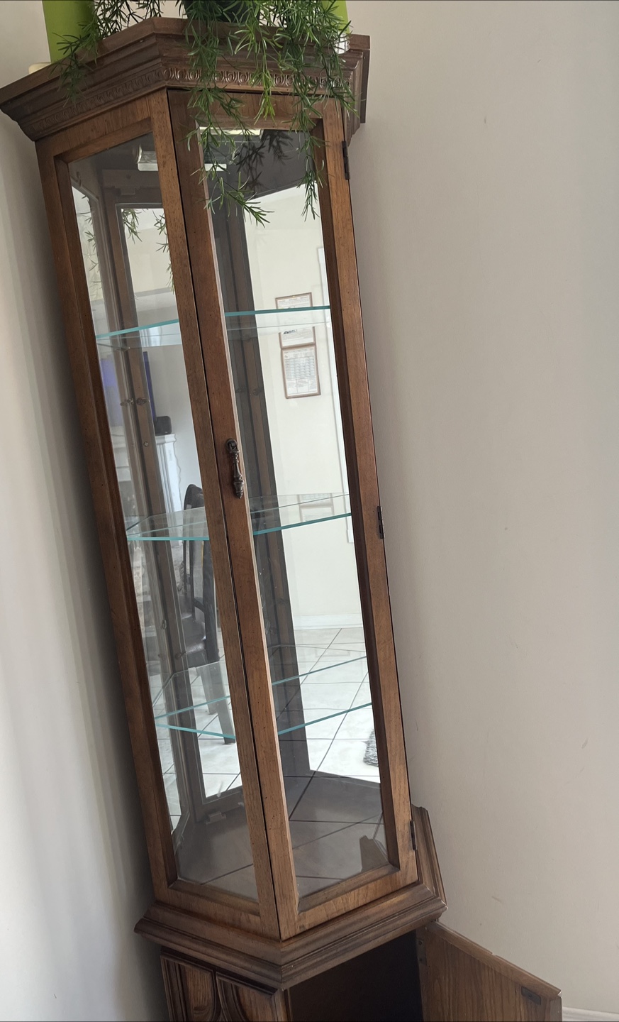 Wooden Display Cabinet with Glass Shelves