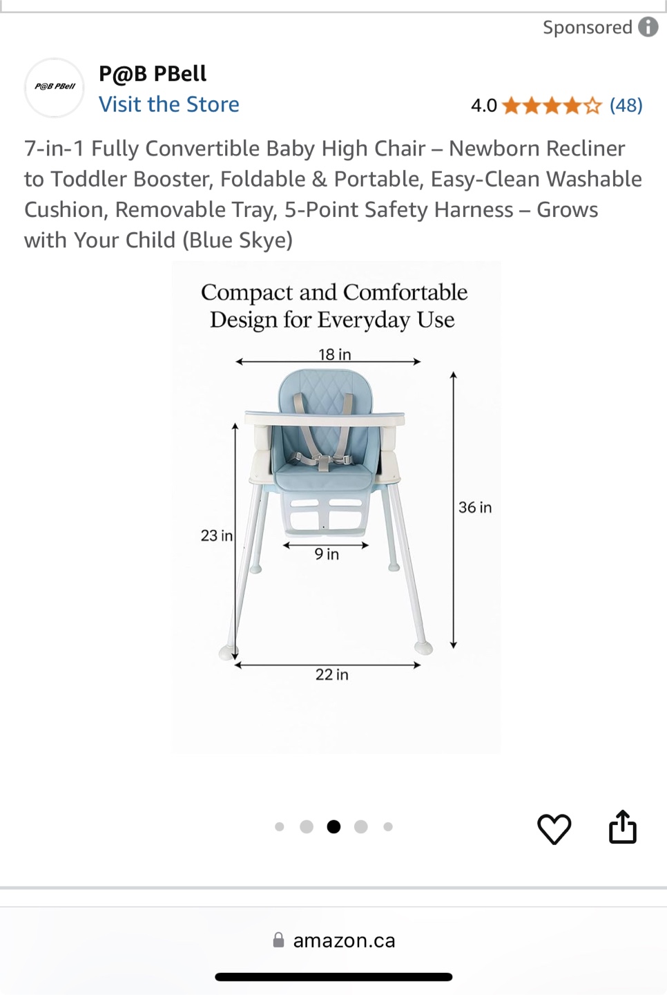 New P@B PBell 7-in-1 Baby High Chair - photo 5