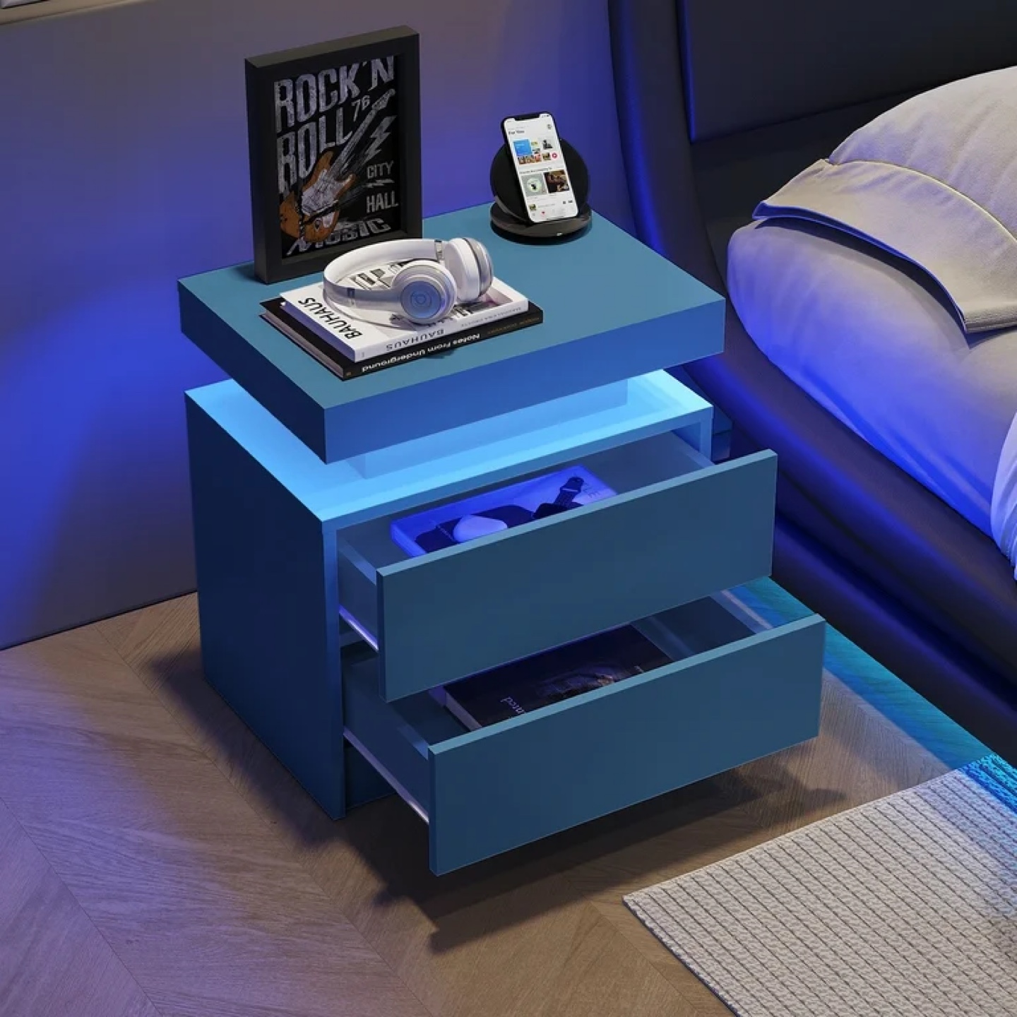 LED Nightstand with Drawers