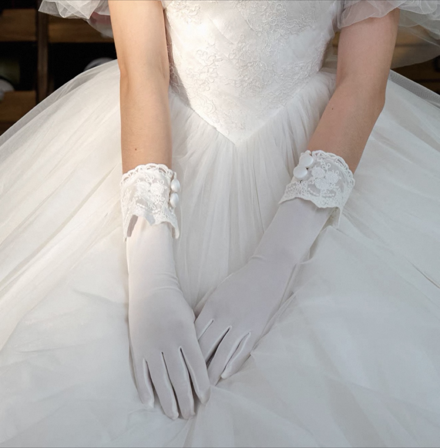 Wedding White Lace Gloves - photo 5