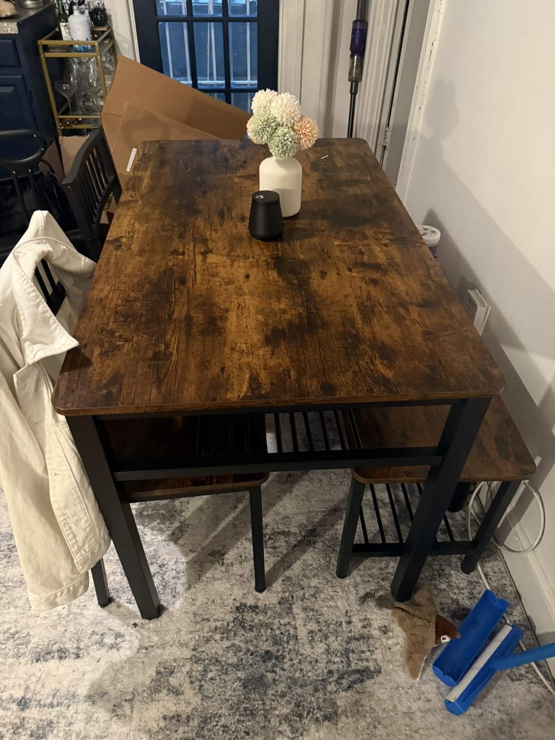 Dining Table Set with Bench, Rustic Brown - photo 2