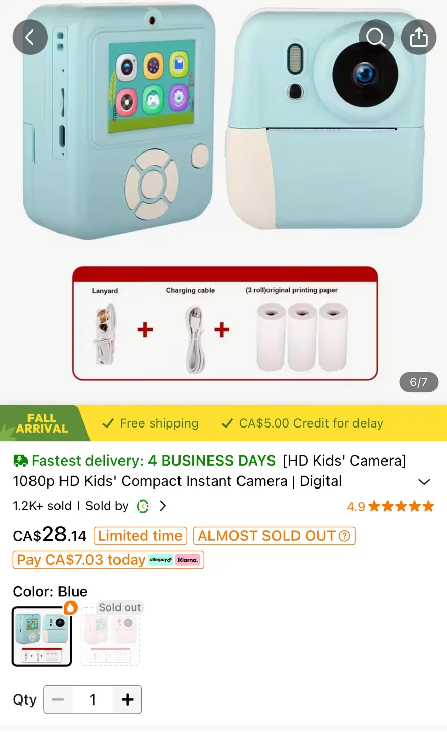 Brand new .HD Kids' Compact Instant Camera - Blue image indicator(2)