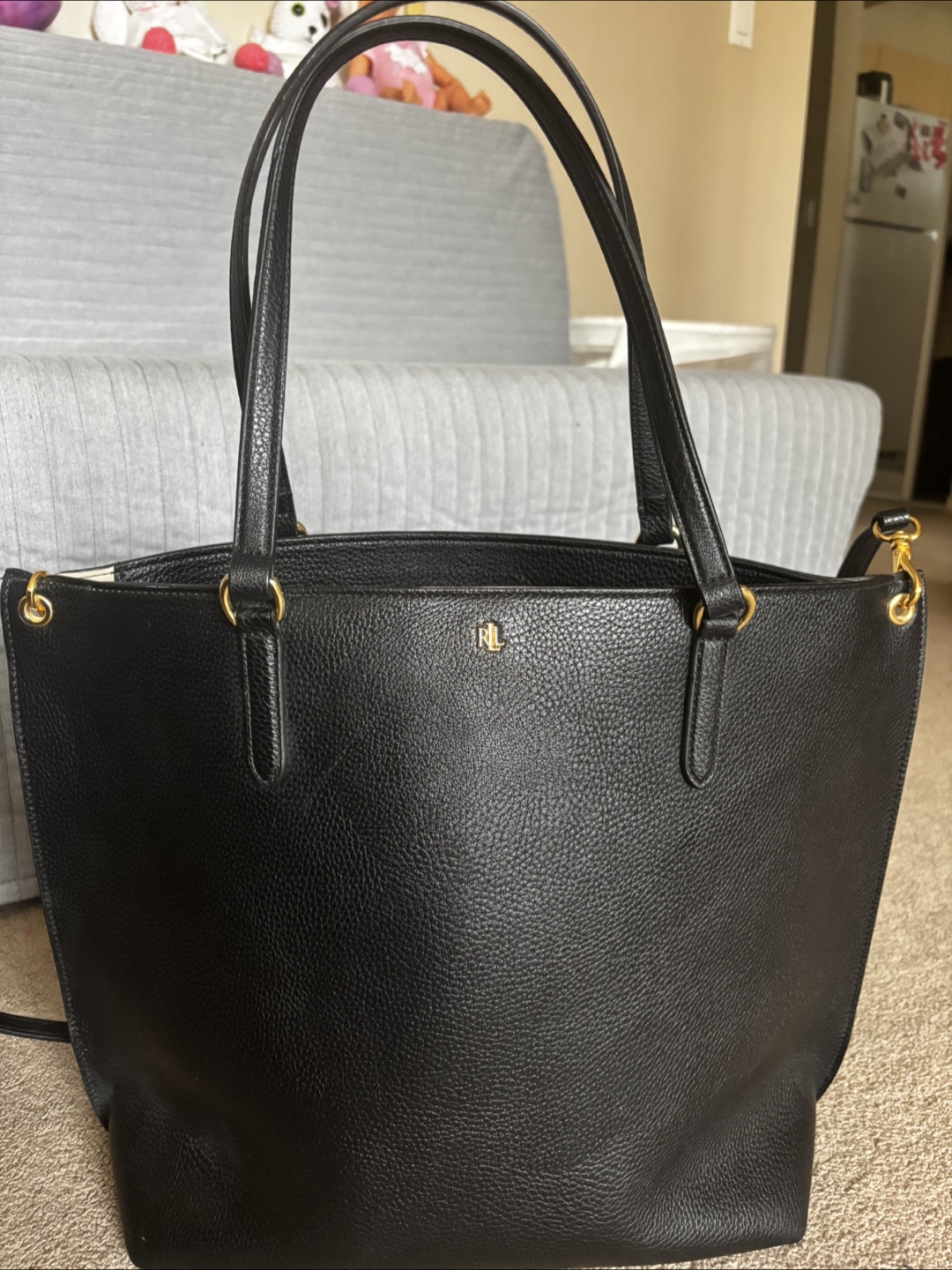 Ralph Lauren Black Leather Tote Bag