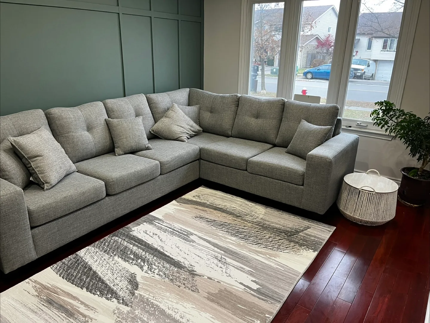 Grey Sectional Sofa with Pillows - moving sale image indicator(2)