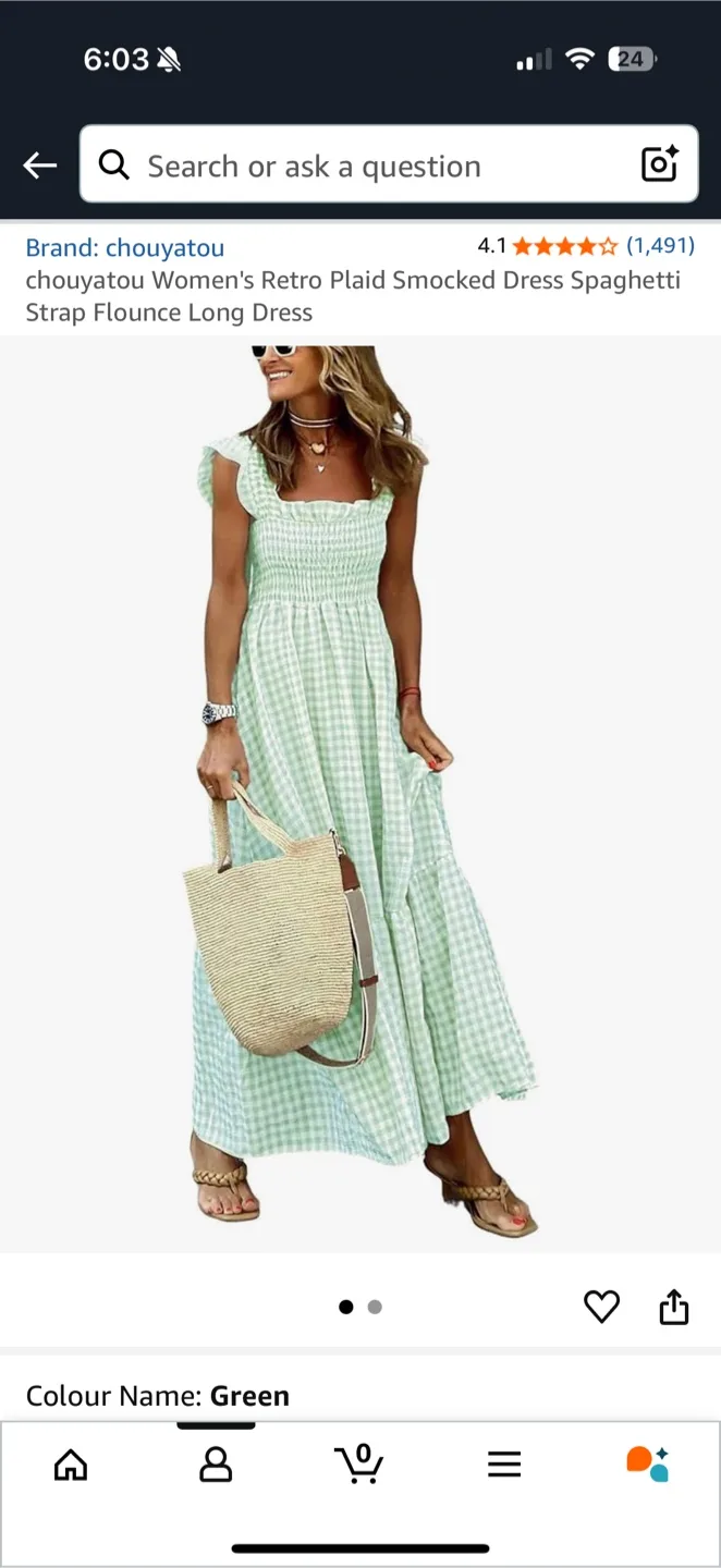 Green Plaid Smocked Maxi Dress - XL thumbnail