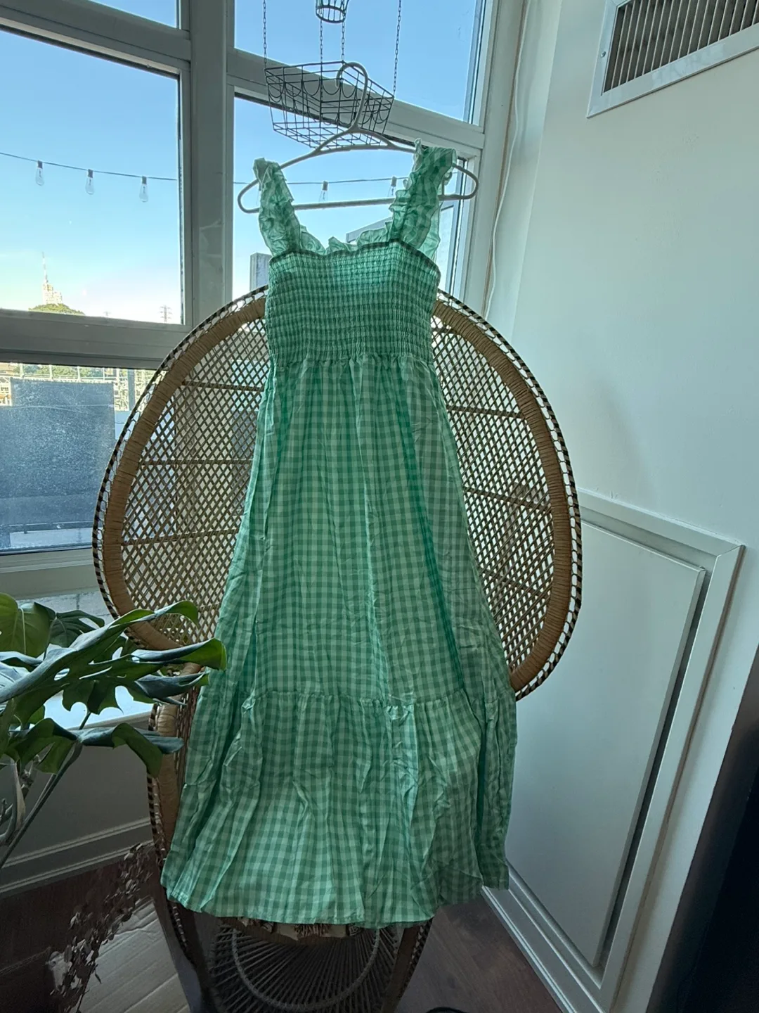 Green Plaid Smocked Maxi Dress - XL image indicator(3)