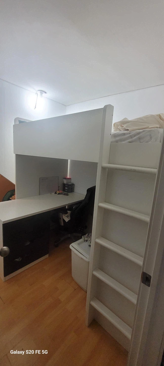 White Loft Bed with Desk & Storage - photo 2
