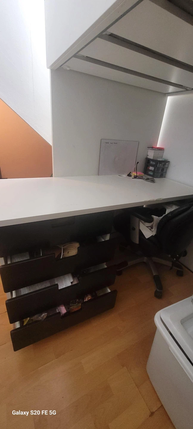White Loft Bed with Desk & Storage - photo 3