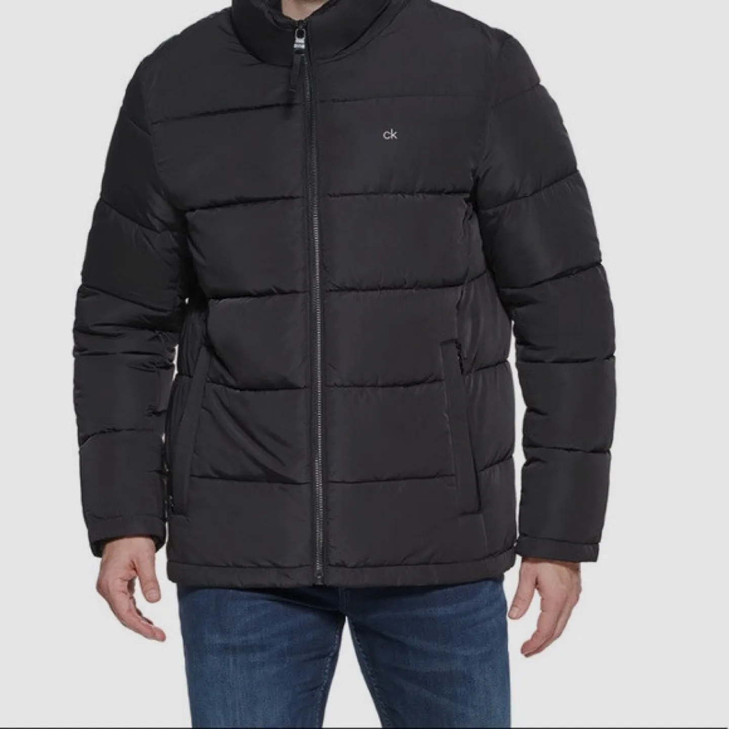 Calvin Klein Men's Black Puffer Jacket With Bib Detail sz L image indicator(2)