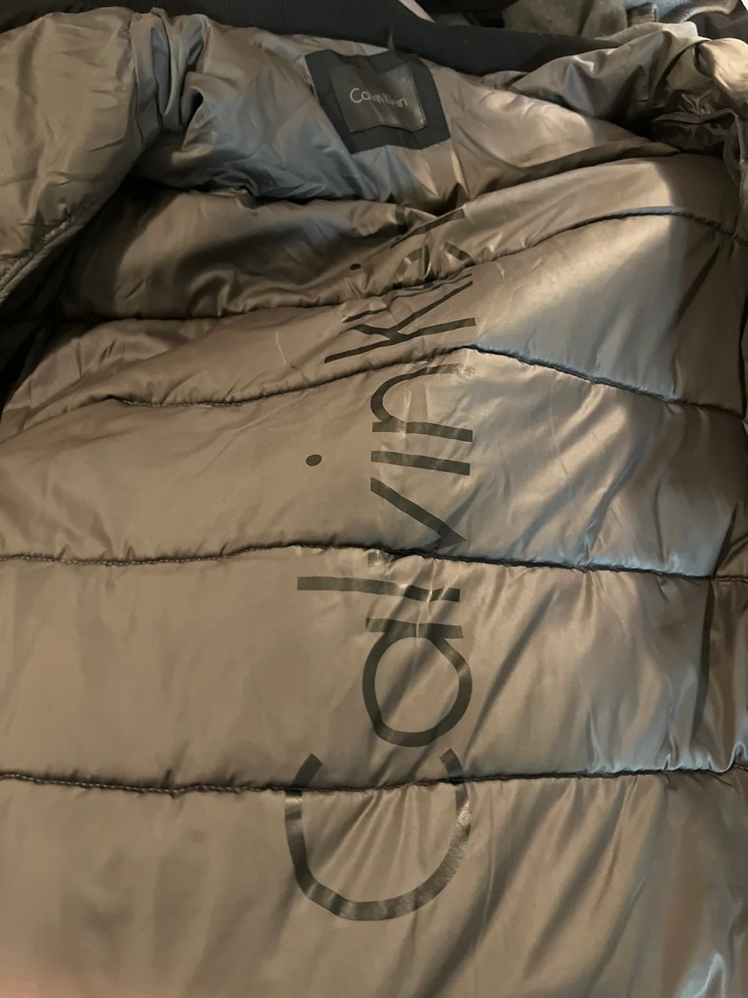 Calvin Klein Men's Black Puffer Jacket With Bib Detail sz L image indicator(8)