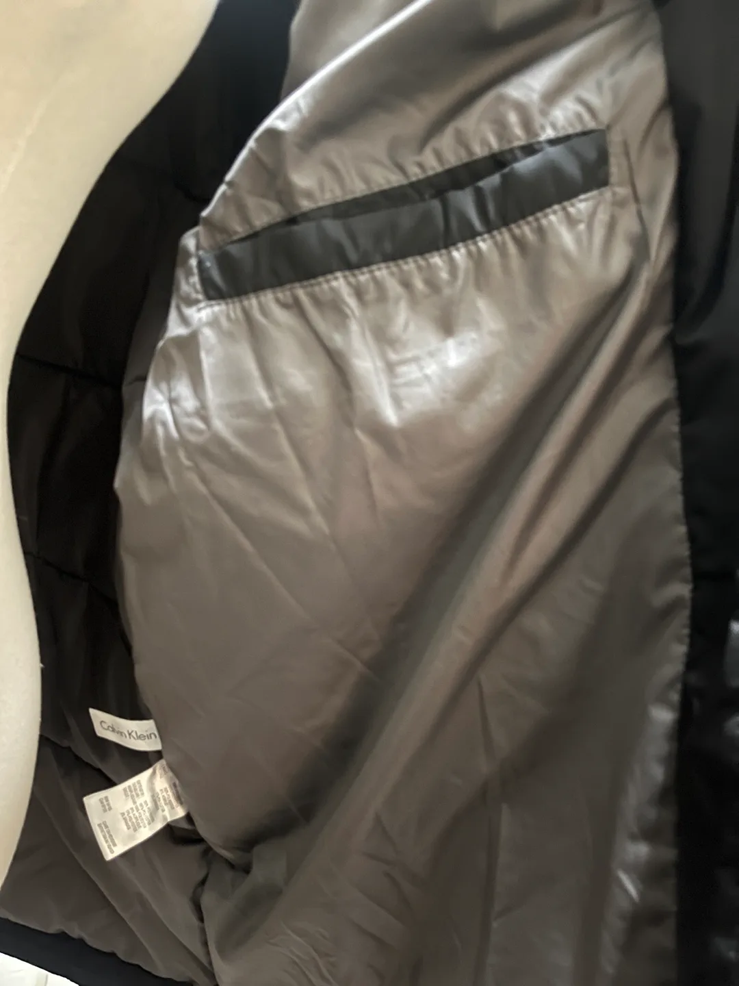 Calvin Klein Men's Black Puffer Jacket With Bib Detail sz L image indicator(10)