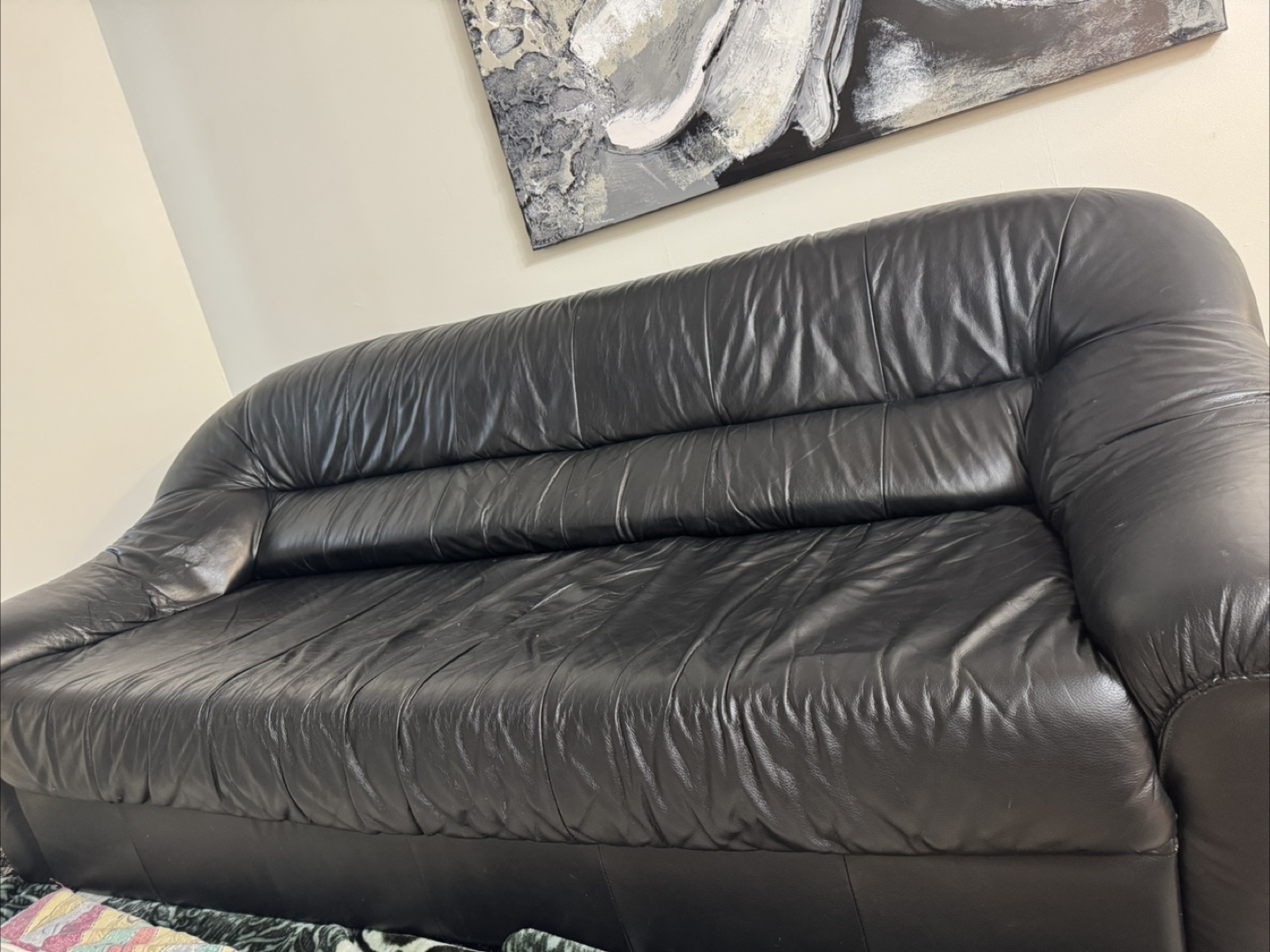 Black Leather Sofa - photo 4