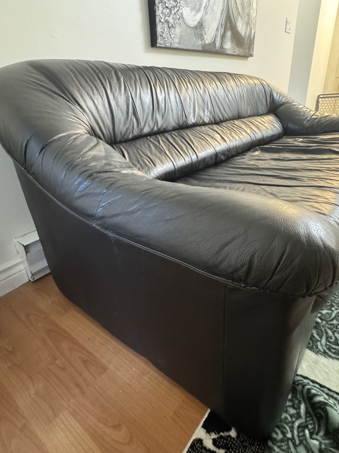 Black Leather Sofa - photo 3