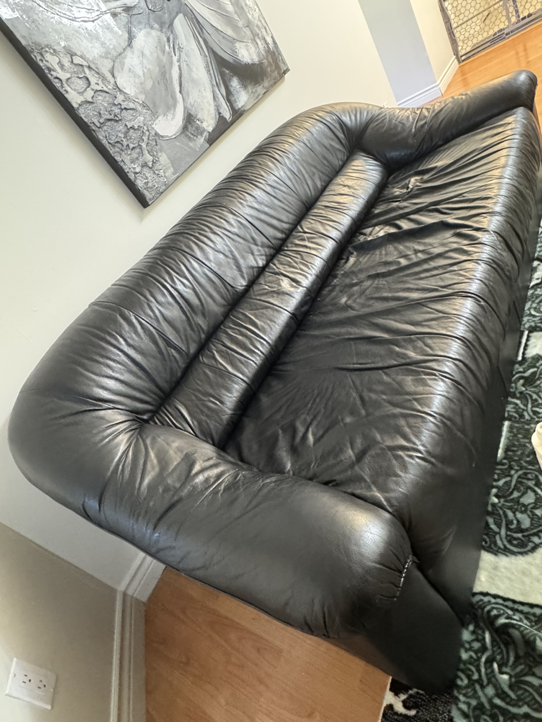 Black Leather Sofa - photo 2
