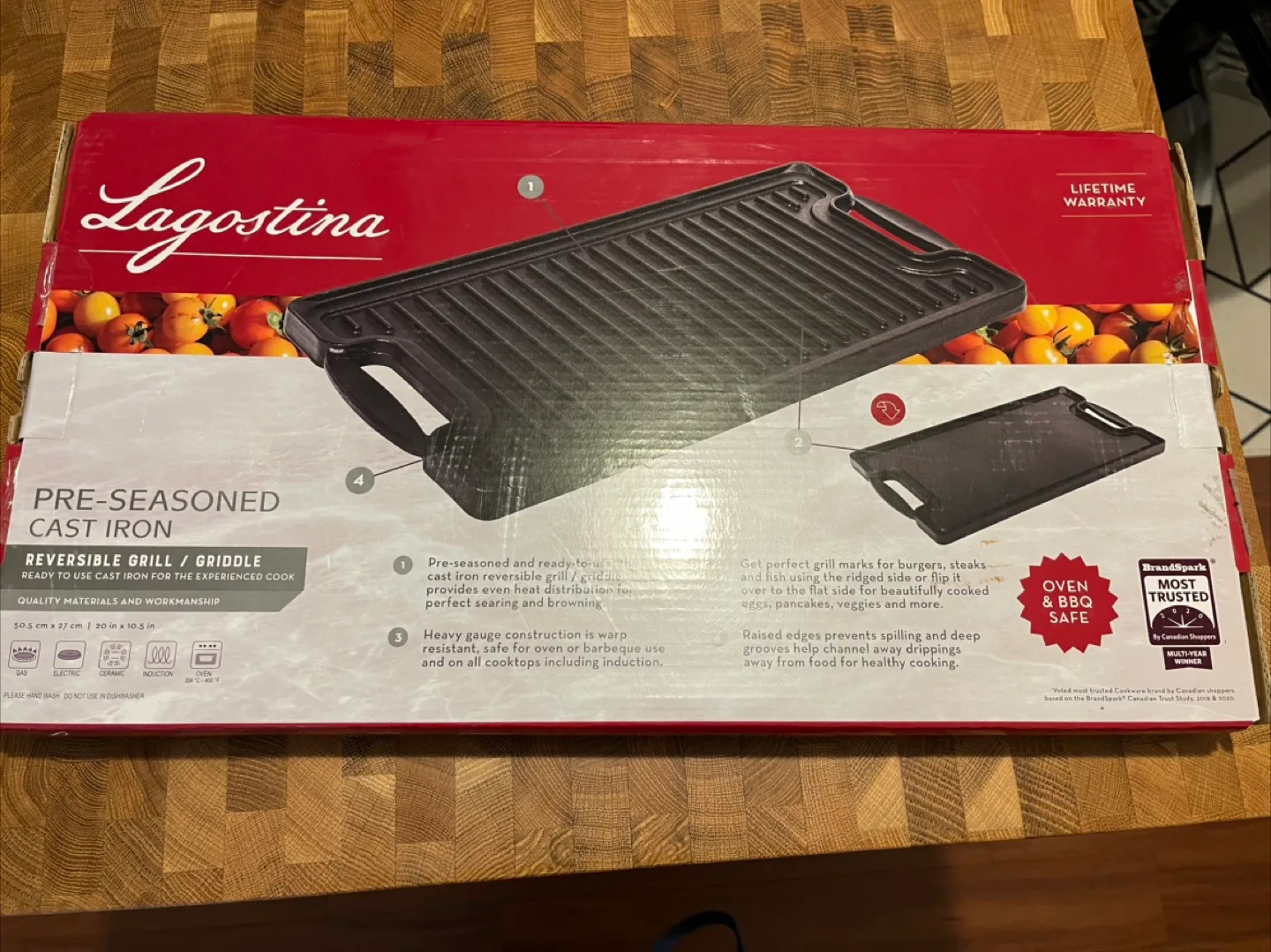 Lagostina Pre-Seasoned Cast Iron Reversible Grill/Griddle image indicator(2)
