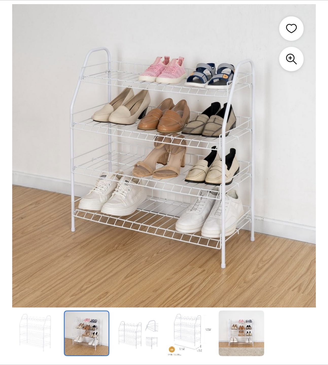 White 3-Tier Metal Shoe Rack