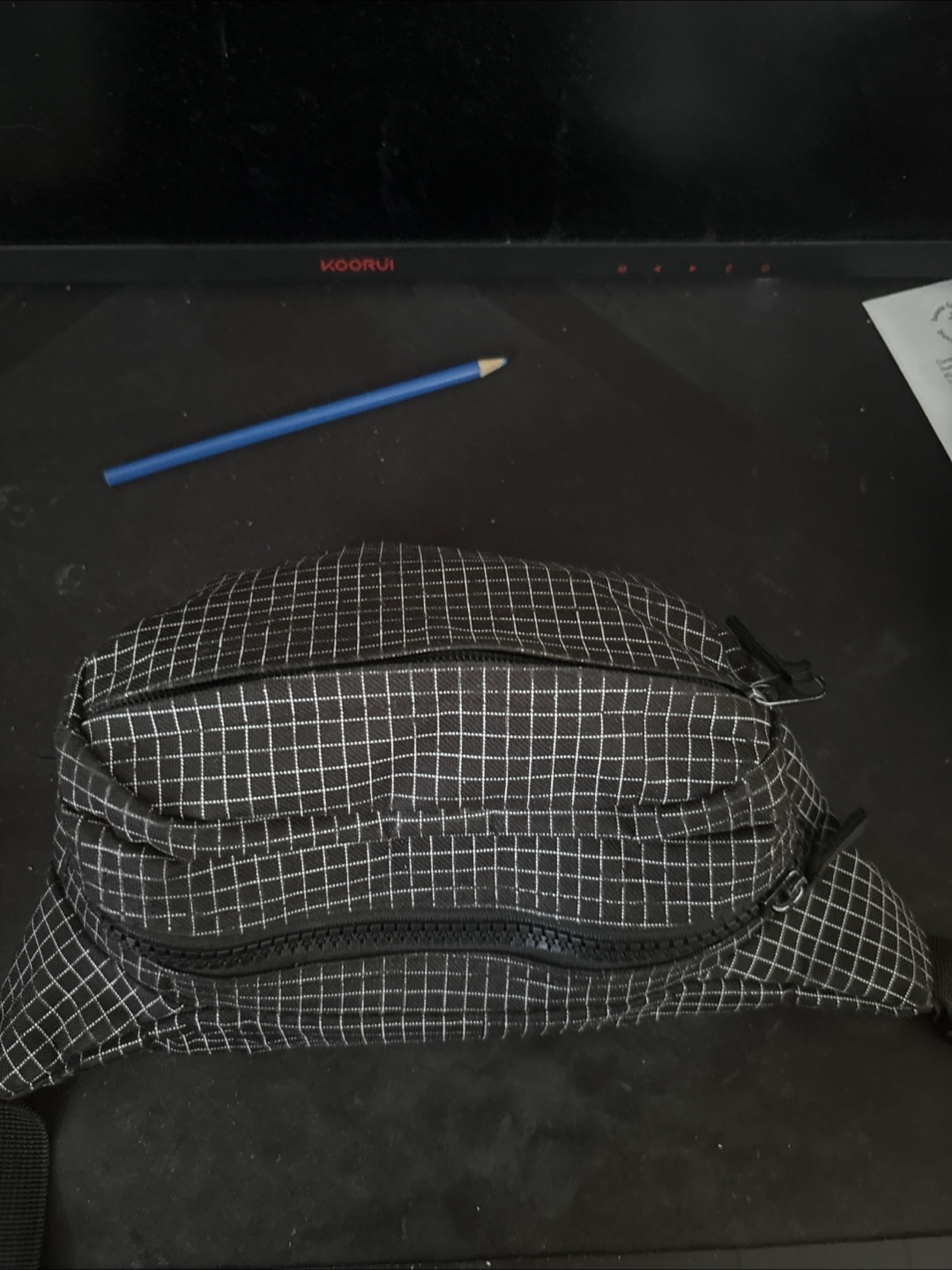 Black Grid Pattern Crossbody Bag