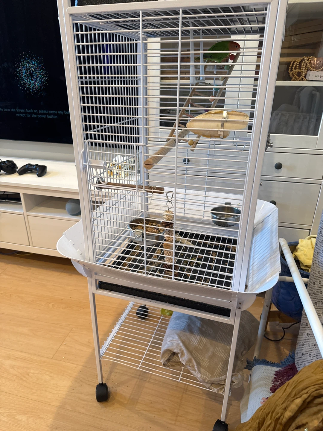 White Bird Cage with Stand