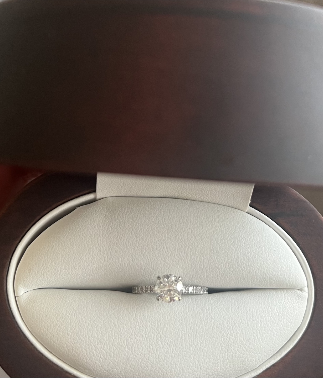 14K White Gold Engagement Ring, 0.90 Carat Diamond