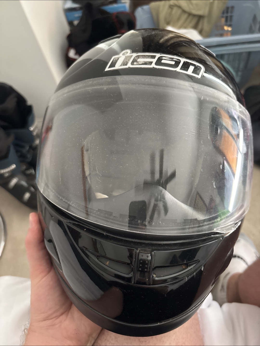 Icon Black Motorcycle Helmet - Size Medium