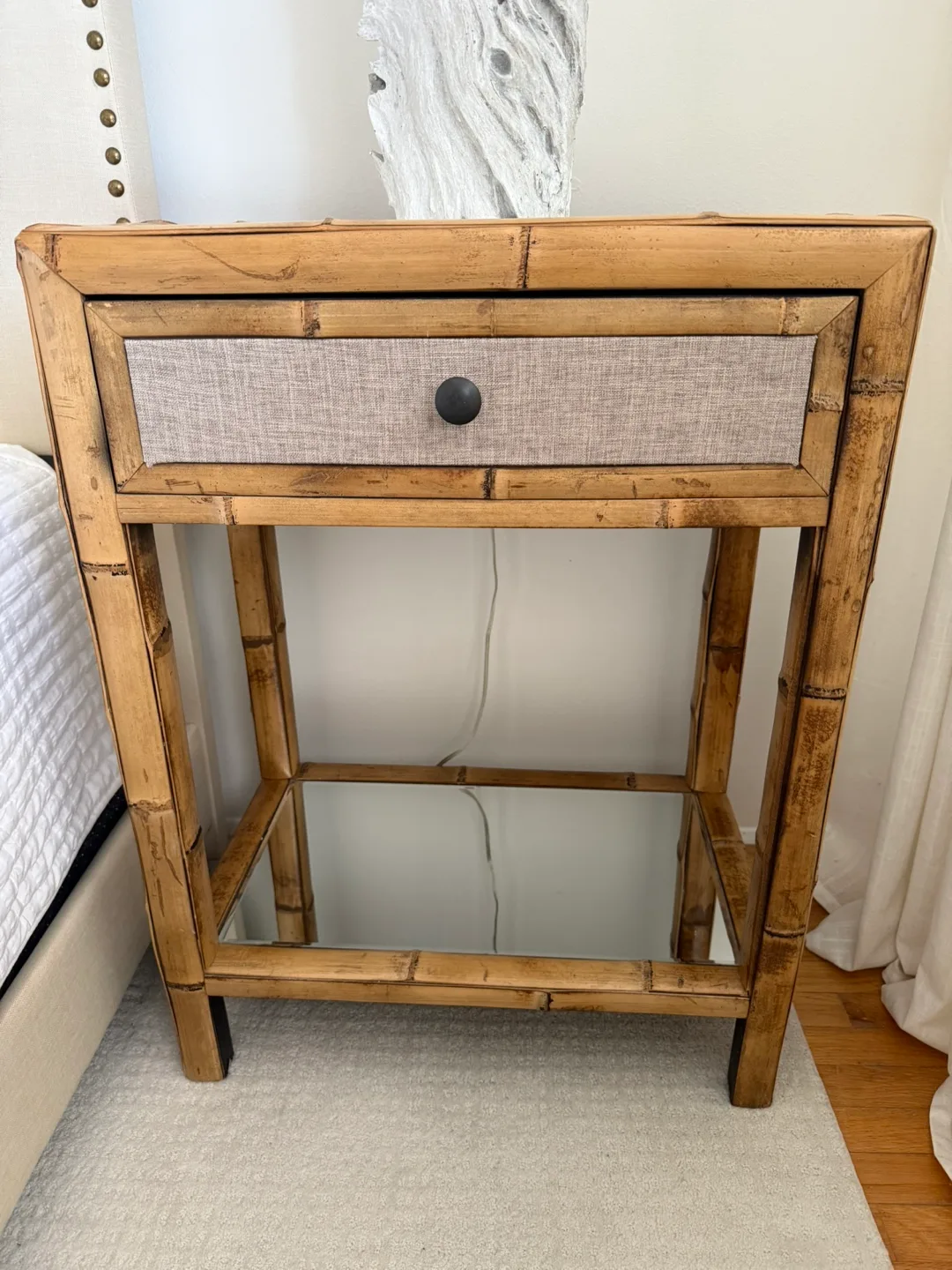 Bamboo Mirrored Side Table Stand thumbnail
