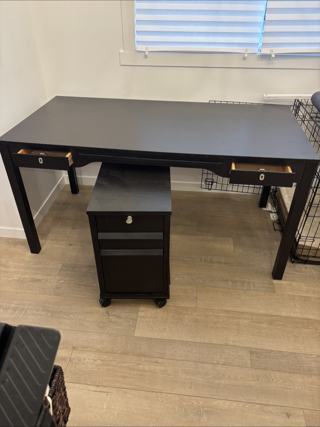 Black Computer Desk with Drawers - photo 4