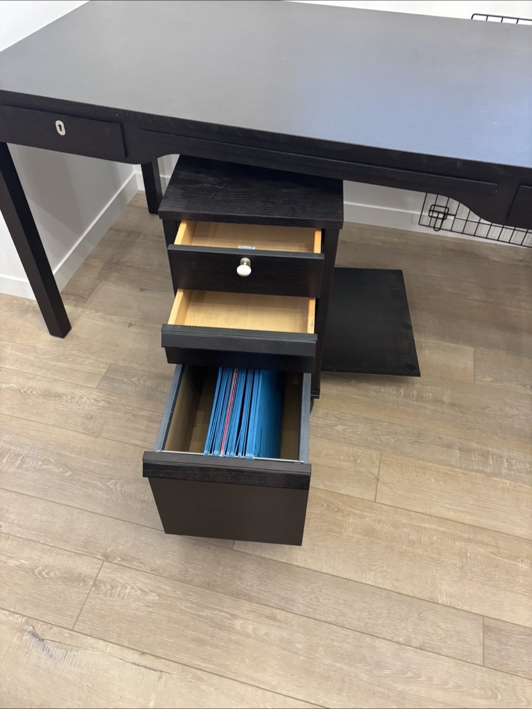 Black Computer Desk with Drawers - photo 2