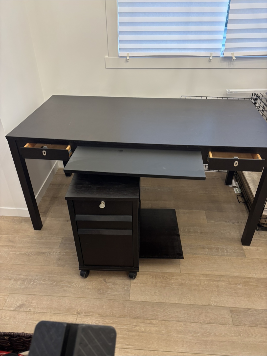 Black Computer Desk with Drawers - photo 3