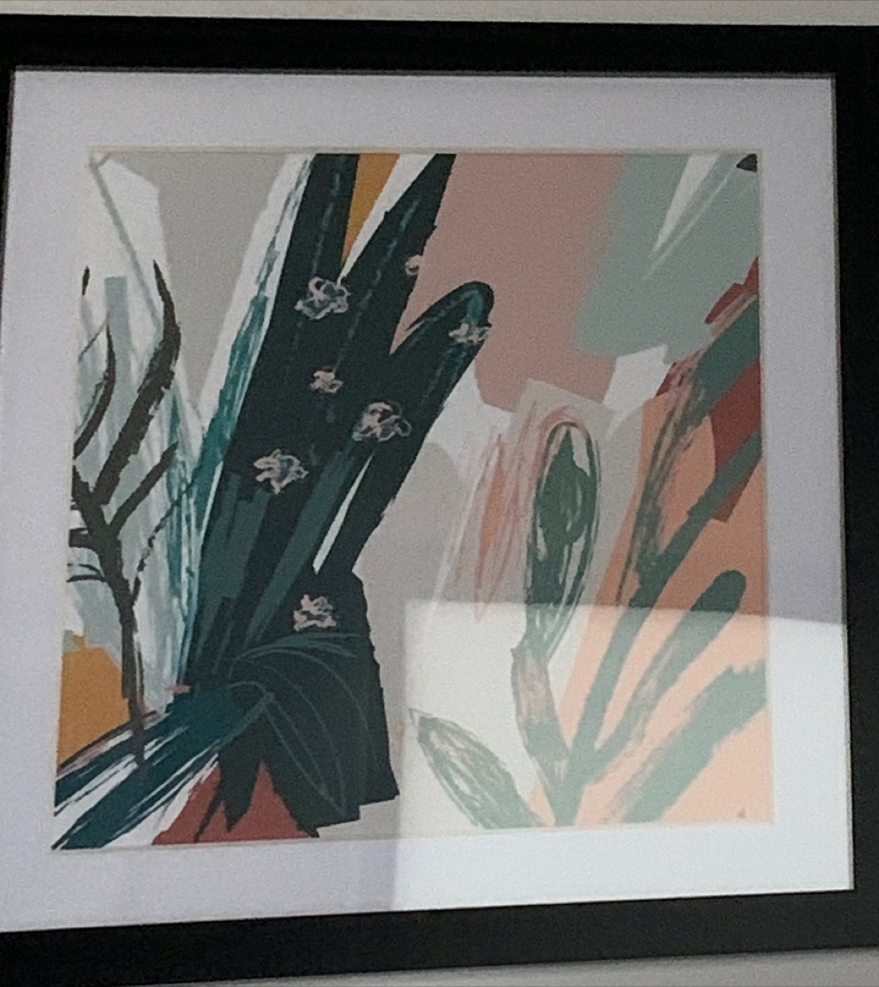 Set of 4 Abstract Multicolor with Black Frame Wall Art - photo 4