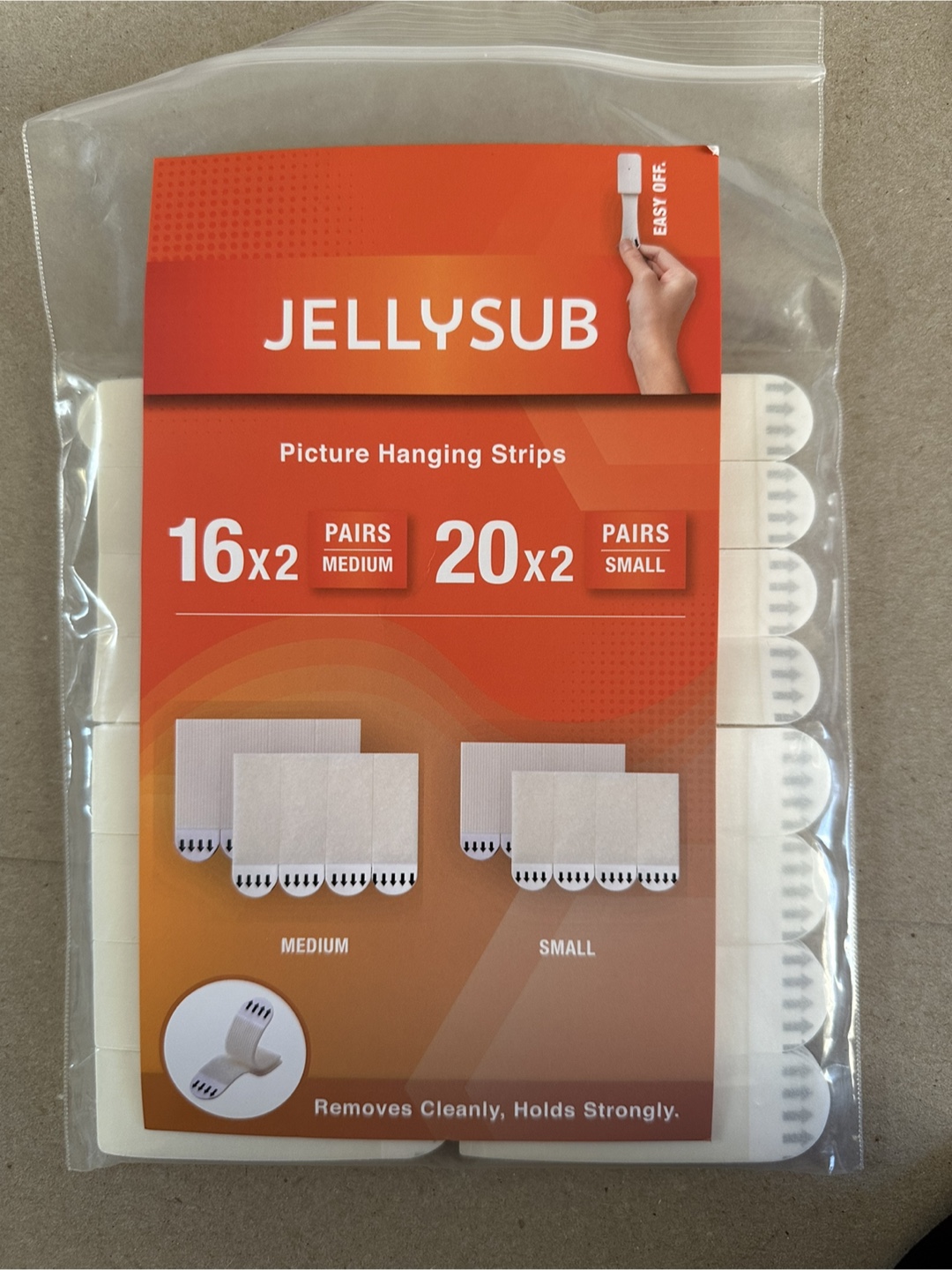 Picture Hanging Strips with No-Nail Hold.