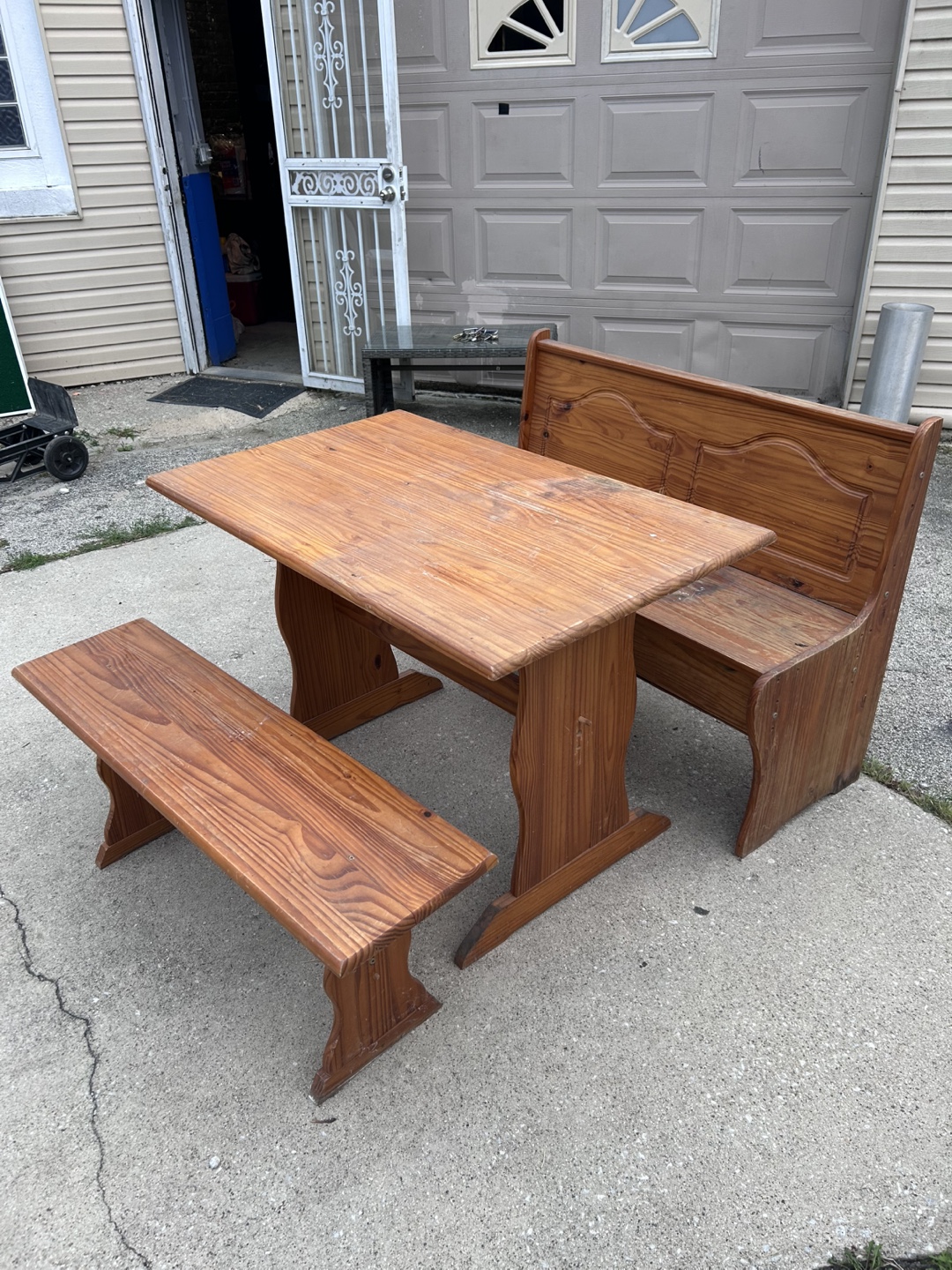 Wooden Dining Table Set with Bench - photo 2