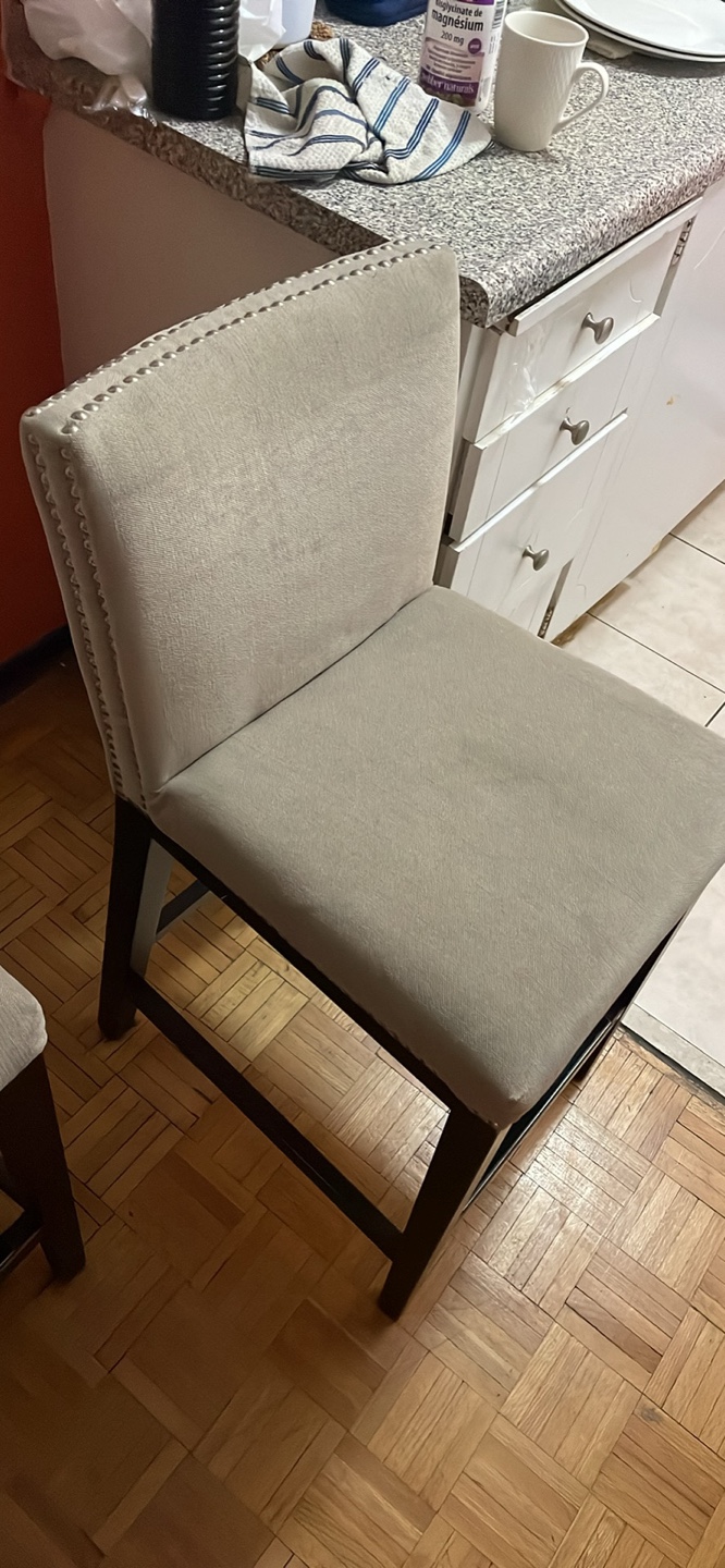 Set of 2 Beige Upholstered Bar Stools - photo 2