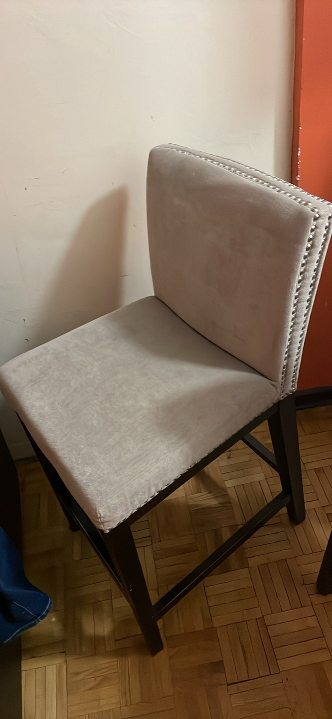 Set of 2 Beige Upholstered Bar Stools