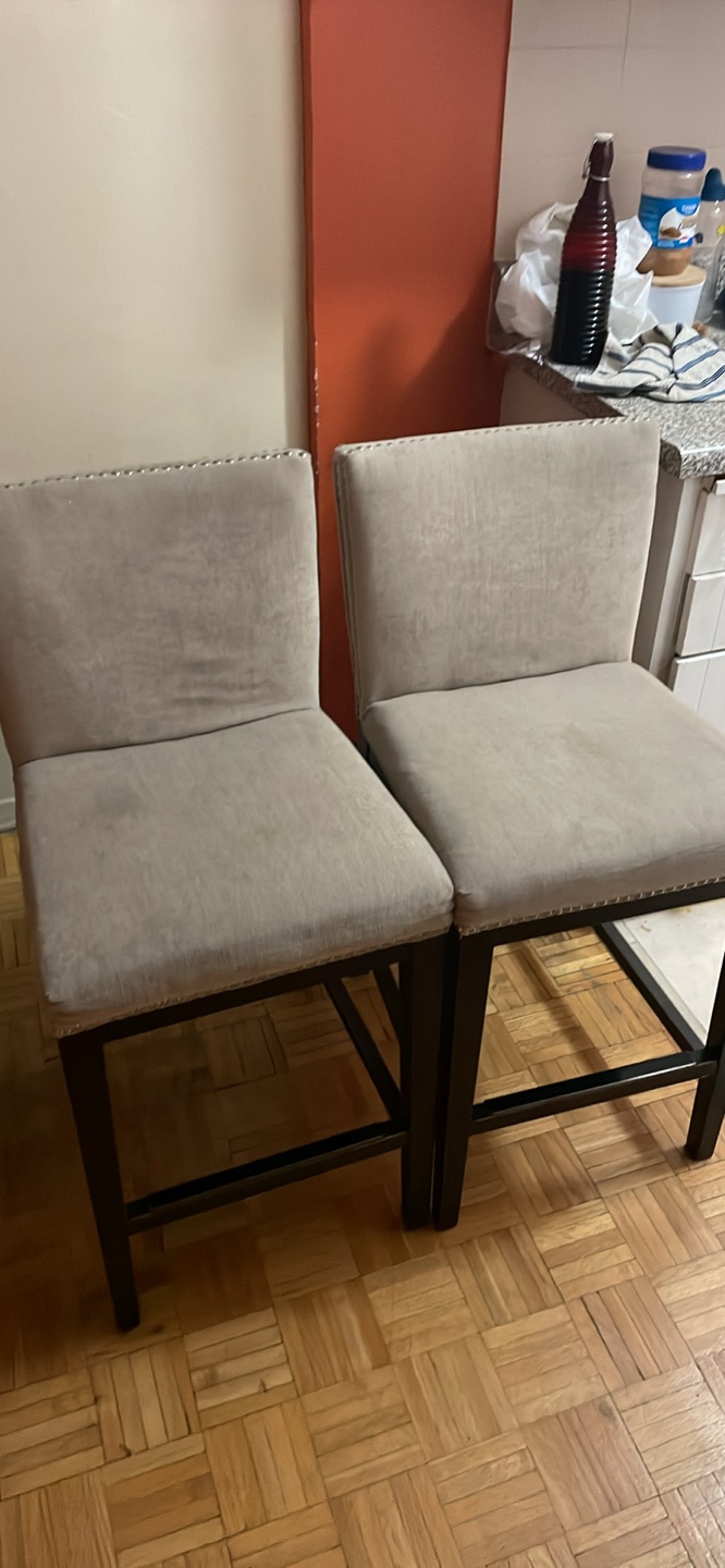 Set of 2 Beige Upholstered Bar Stools - photo 3