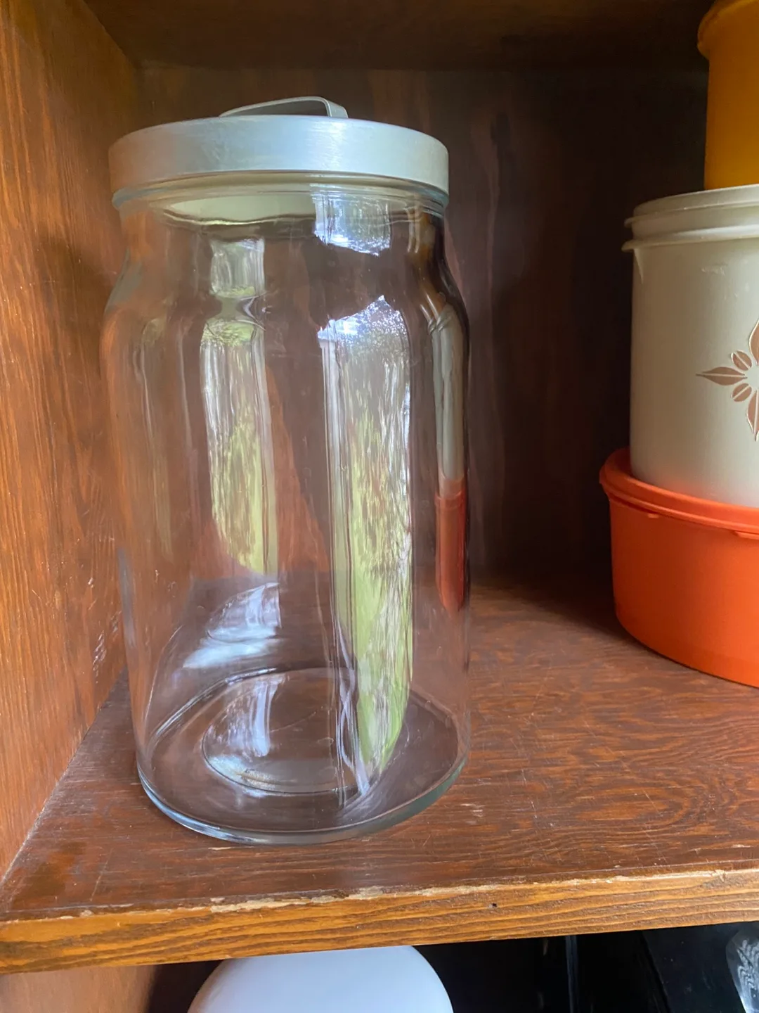 Vintage Clear Glass Jar with Lid thumbnail