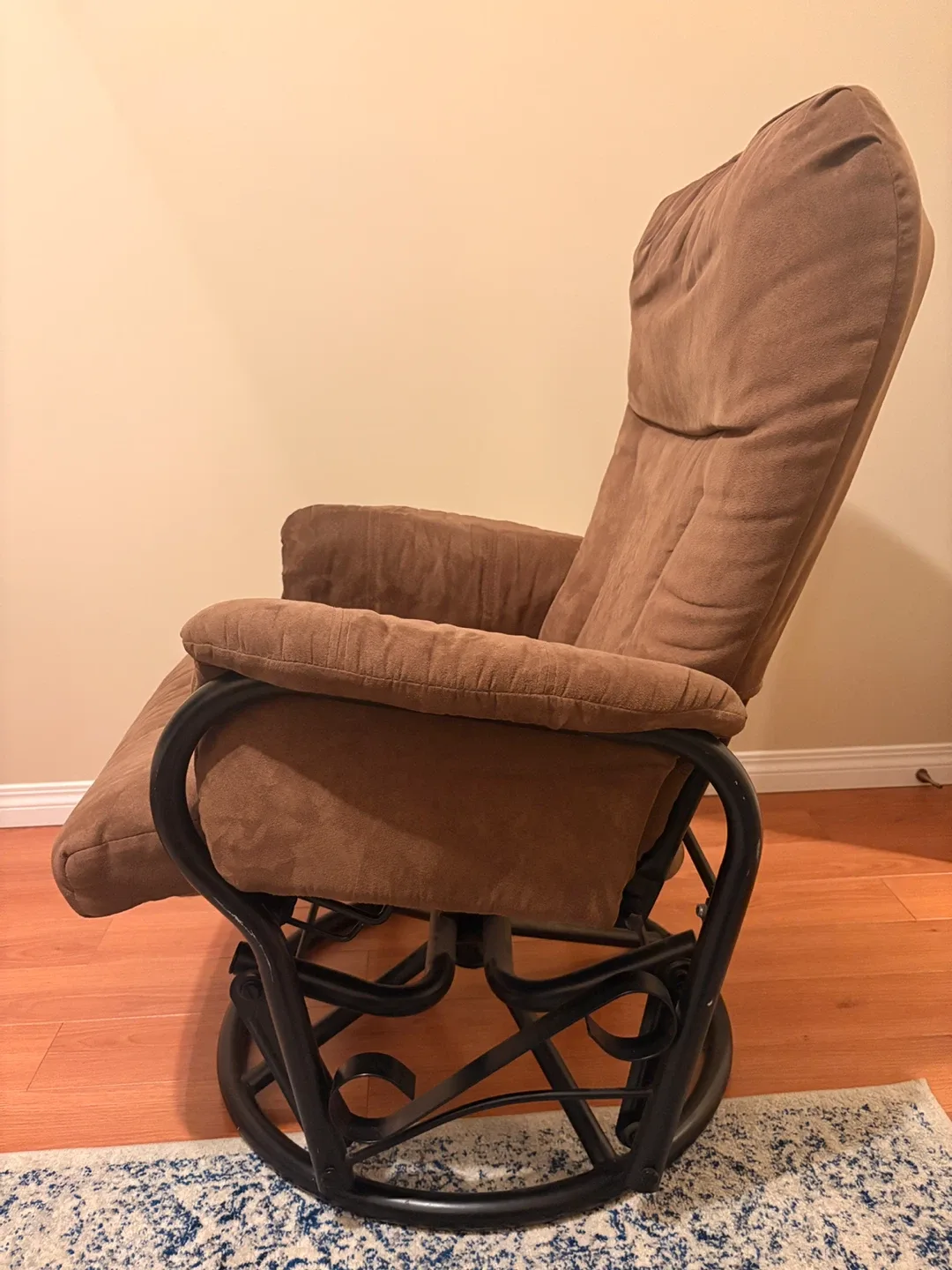 Brown Swivel Glider Recliner Chair with Ottoman thumbnail