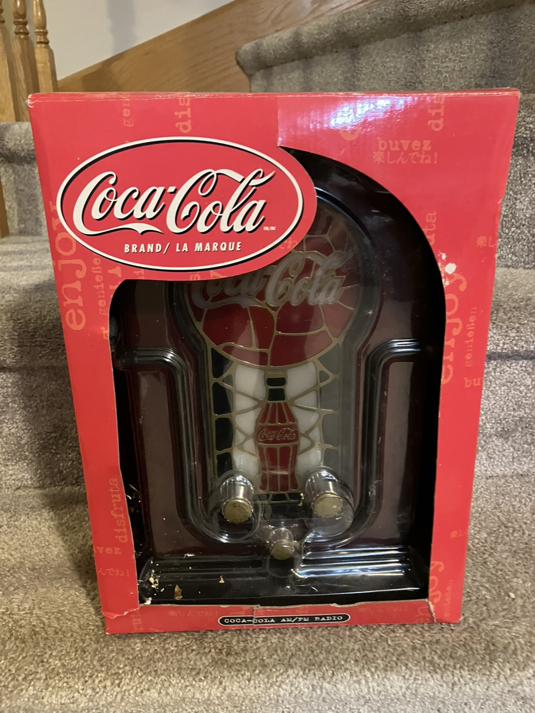 Vintage Coca-Cola AM/FM Radio Classic Stained Glass Style