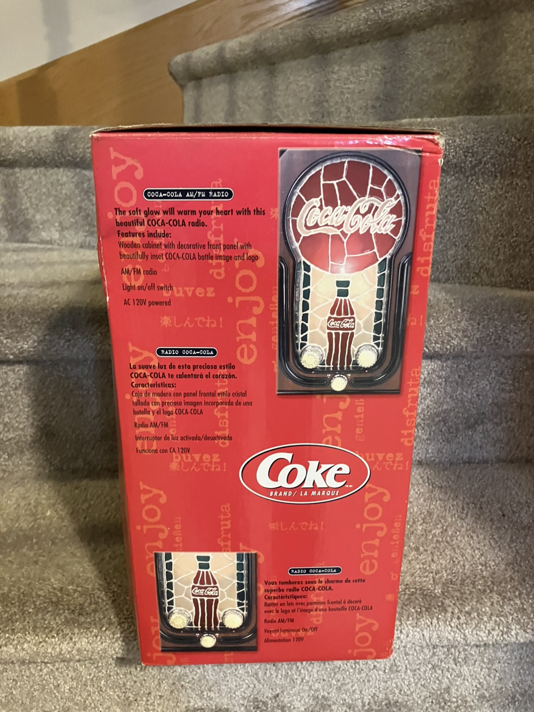 Vintage Coca-Cola AM/FM Radio Classic Stained Glass Style - photo 5