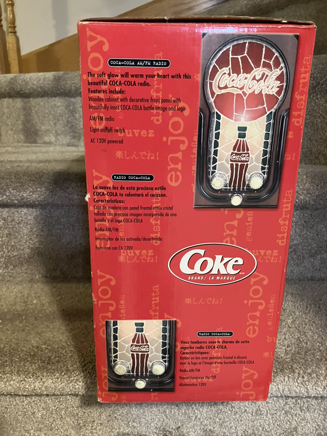 Vintage Coca-Cola AM/FM Radio Classic Stained Glass Style - photo 3