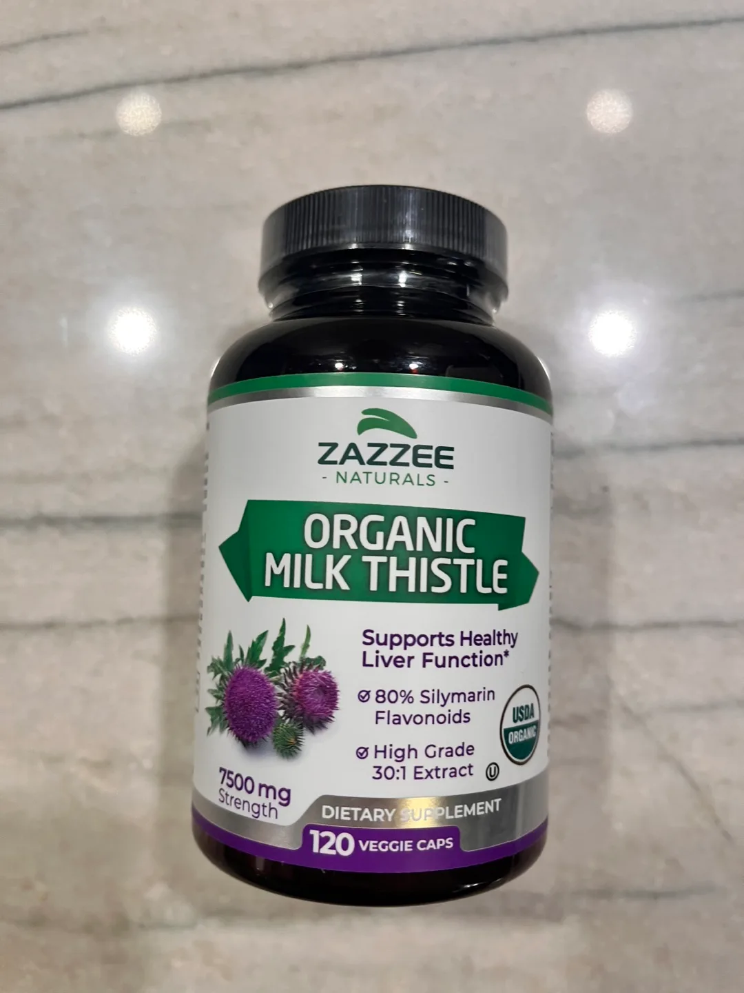 Zazzee Naturals Organic Milk Thistle 120 Veggie Caps thumbnail