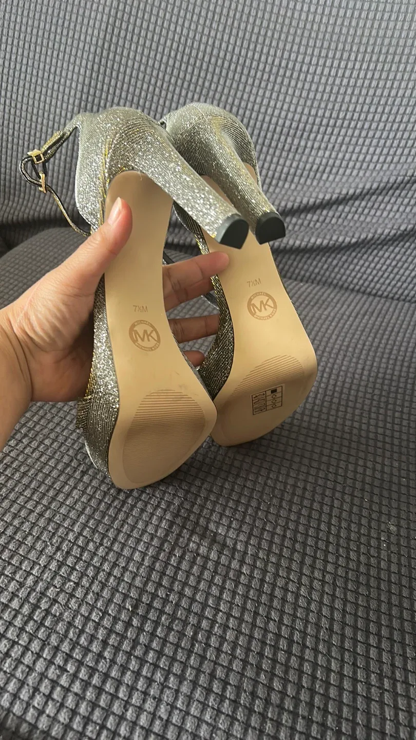 Michael Kors Gold Glitter Heels - Size 7.5M image indicator(2)