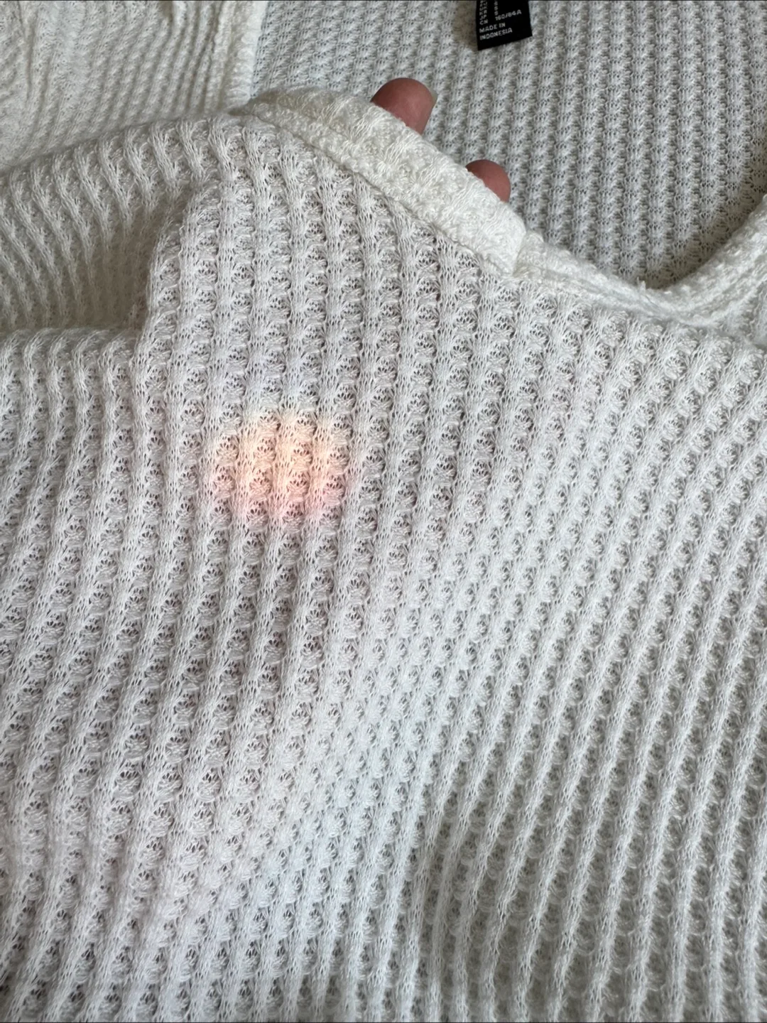 White Waffle Knit Hoodie image indicator(3)