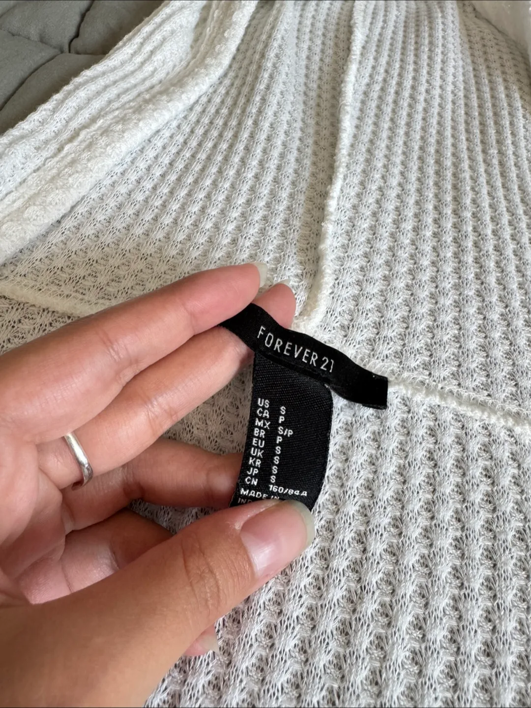 White Waffle Knit Hoodie image indicator(2)