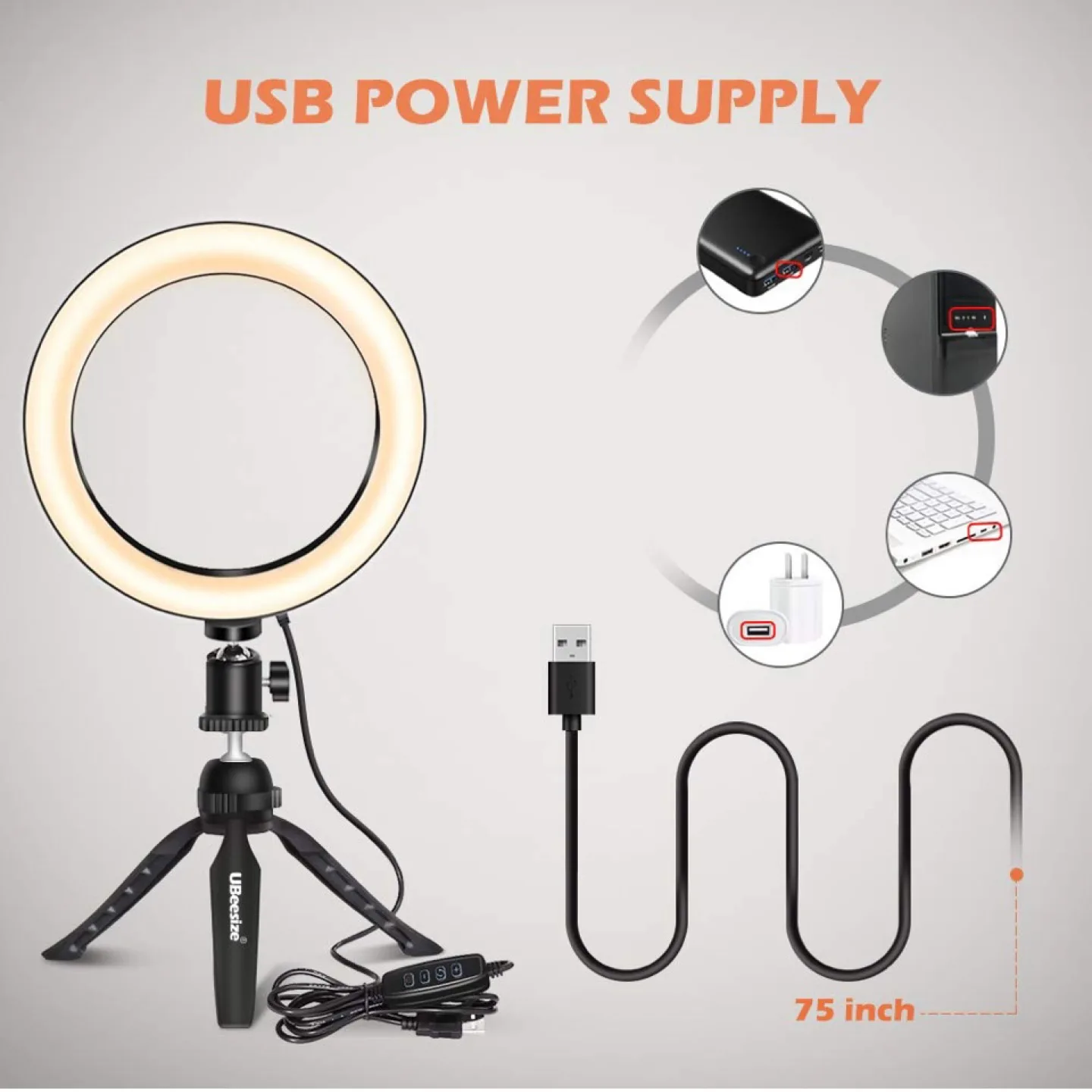 8" Tabletop Ring Light with Mini Tripod Stand image indicator(4)
