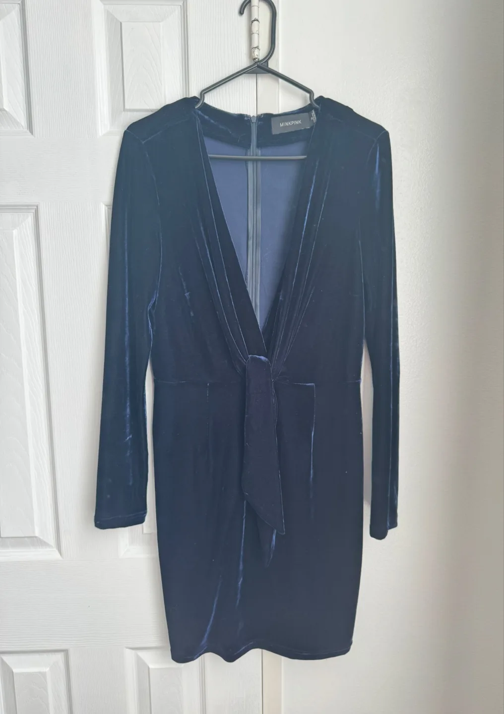 MINKPINK Navy Blue Velvet Dress thumbnail