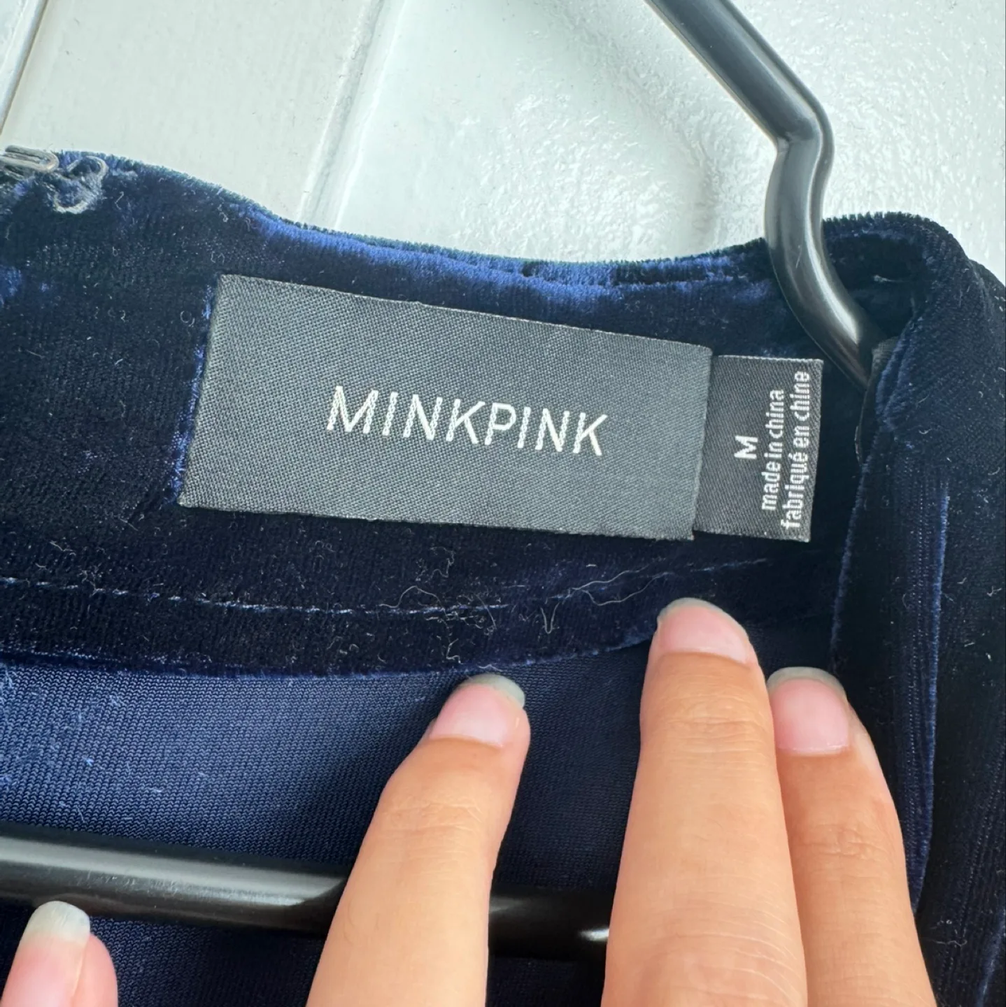 MINKPINK Navy Blue Velvet Dress image indicator(3)