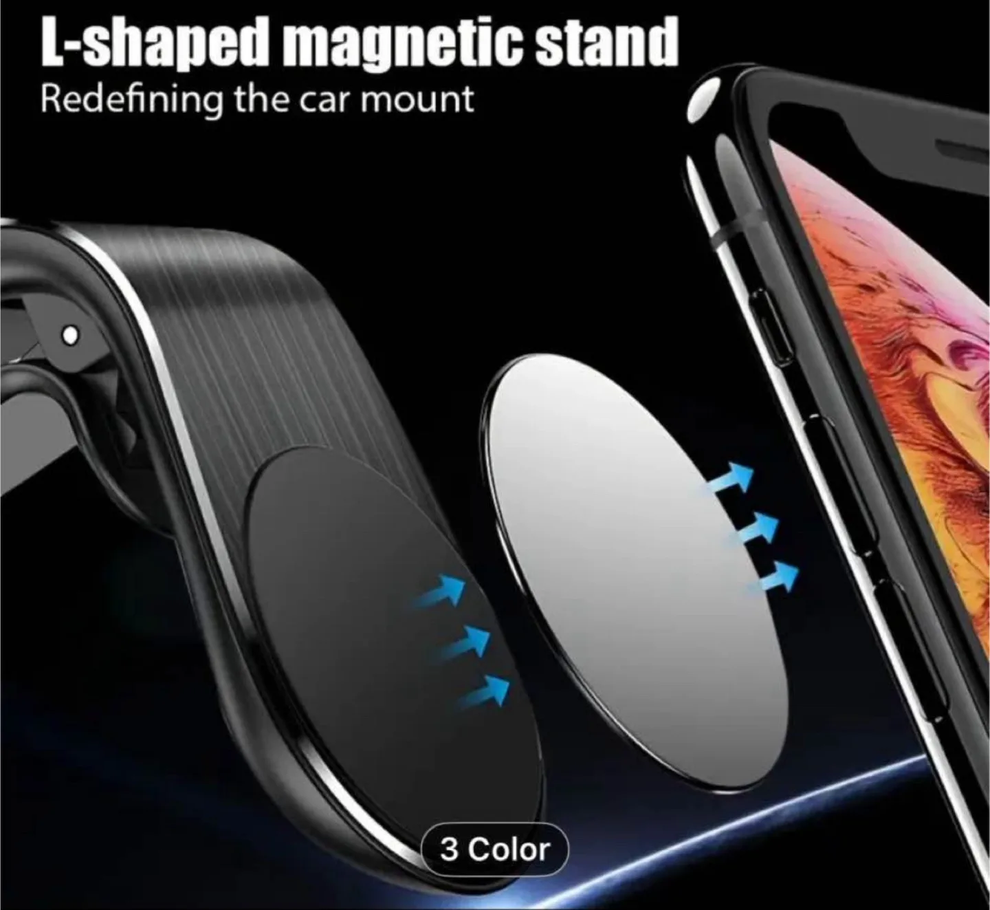 L-Shaped Magnetic Car Phone Holder for Air Vent image indicator(5)