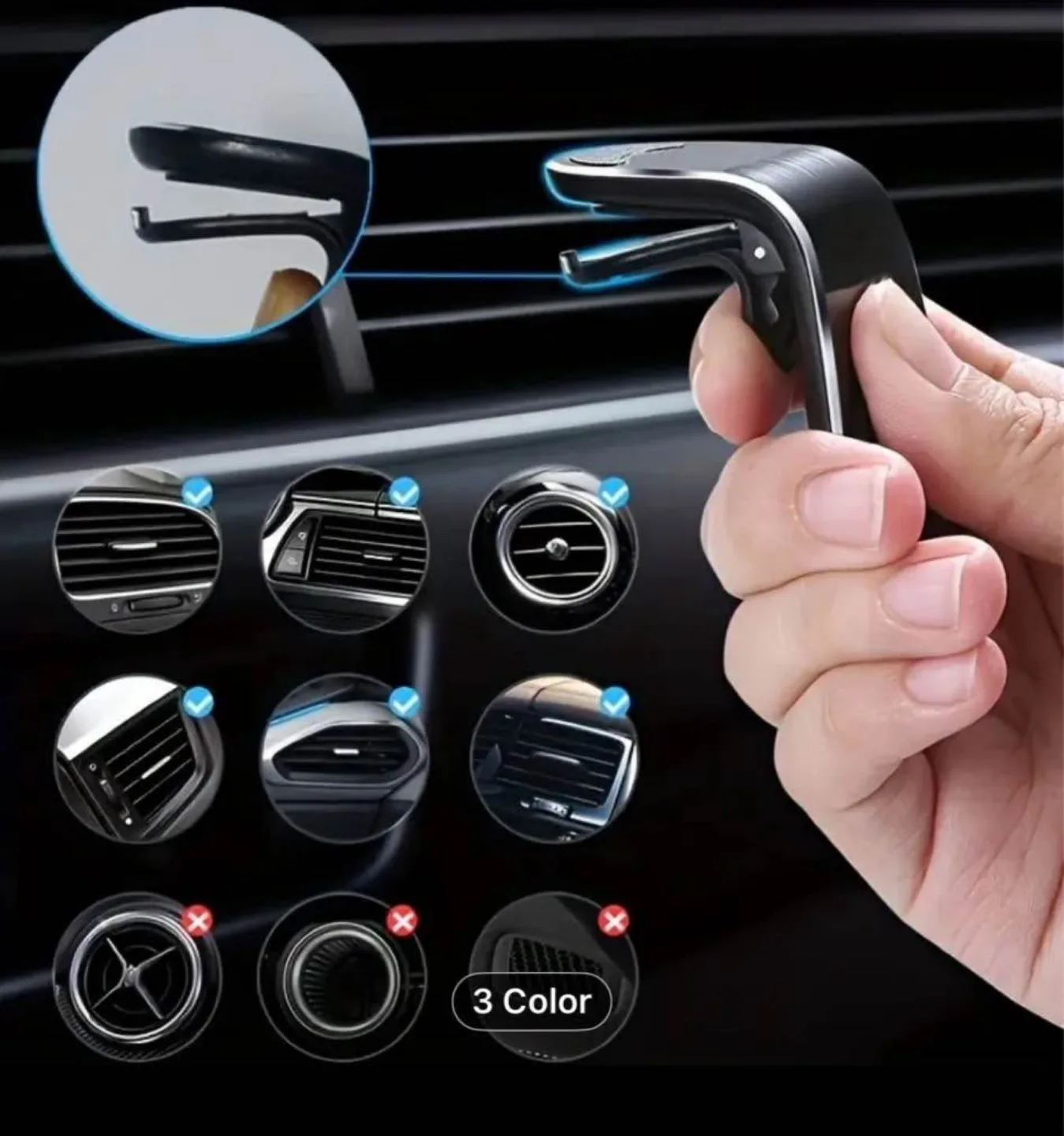 L-Shaped Magnetic Car Phone Holder for Air Vent image indicator(6)